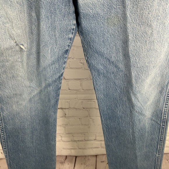 VTG Wrangler Light Wash Blue Denim Distressed Jeans USA Made 13 MWZ (34x29) - Picture 11 of 13